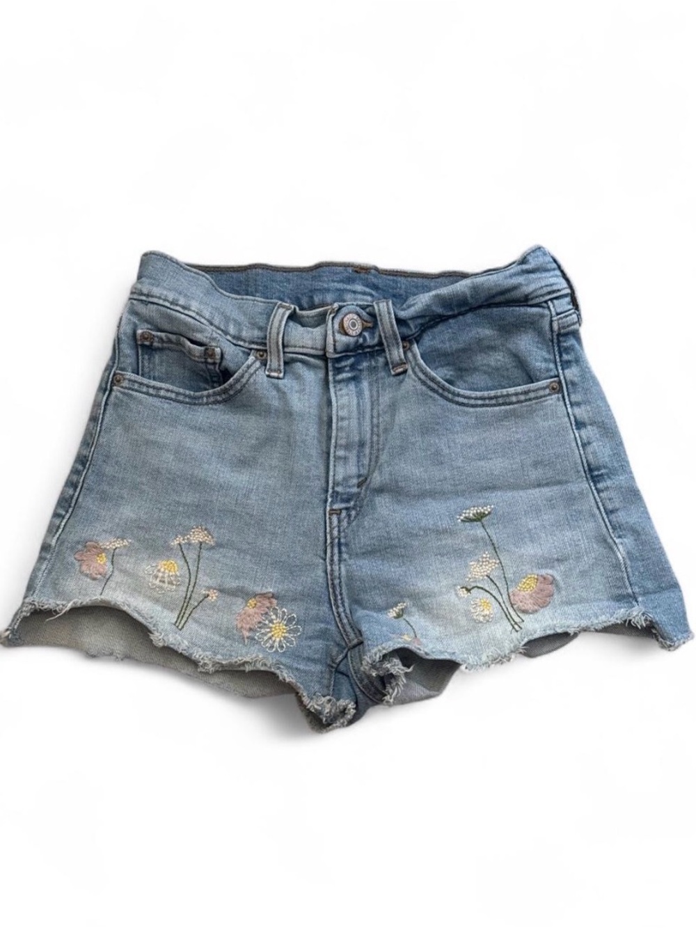 Levi’s Light Wash Embroidered Flower Jean Shorts - Size 27 (Boho/Festival)